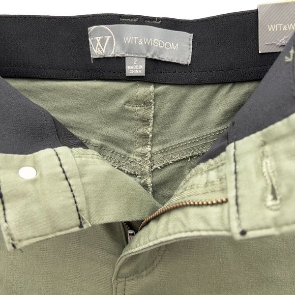 NEW WIT & WISDOM 'Ab'solution Green Mid-Ris. Stretch Twill Shorts Sz 2 NWOT 0023 - Picture 5 of 11
